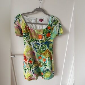 STAUD Colorful Leaf Print Dress